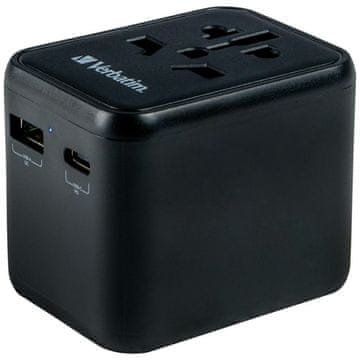 1 to 3 VERBATIM POTOVALNI NAPAJALNIK 2XUSB-A USB-C PD 20W ZA ELEKTRONSKO OPREMO