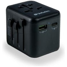 1 to 3 VERBATIM POTOVALNI NAPAJALNIK 2XUSB-A USB-C PD 20W ZA ELEKTRONSKO OPREMO