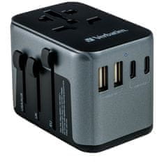 1 to 3 VERBATIM TRAVEL ADAPTER EUROPE UK USA 2XUSB-A 2XUSB-C PD 30W ZA IPHONE