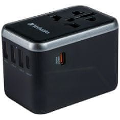 1 to 3 VERBATIM TRAVEL ADAPTER 3X USB-A 2X USB-C 61W ZA POLNJENJE VEČ NAPRAV
