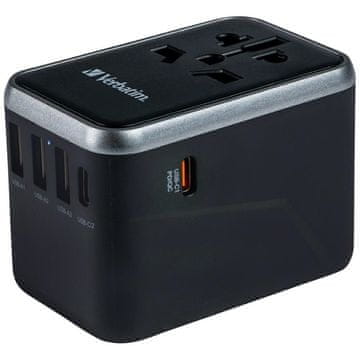 1 to 3 VERBATIM TRAVEL ADAPTER 3X USB-A 2X USB-C 61W ZA POLNJENJE VEČ NAPRAV