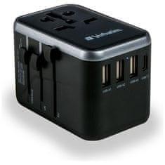 1 to 3 VERBATIM TRAVEL ADAPTER 3X USB-A 2X USB-C 61W ZA POLNJENJE VEČ NAPRAV