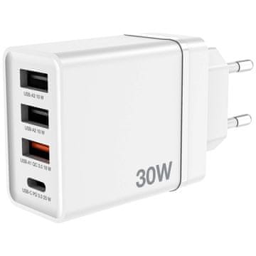 1 to 3 VERBATIM POLNILEC 30W 3XUSB-A USB-C ZA ANDROID TELEFONE PD 3.0