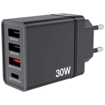 1 to 3 VERBATIM POLNILEC 30W 3XUSB-A USB-C ZA IPHONE ANDROID HITRO POLNJENJE PD 3.0