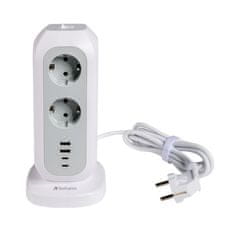 1 to 3 VERBATIM VERTIKALNI PODALJŠEK 15W 2XUSB-C 2XUSB-A 2M ZA PRENOSNIKE IN TABLICE