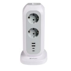 1 to 3 VERBATIM VERTIKALNI PODALJŠEK 15W 2XUSB-C 2XUSB-A 2M ZA PRENOSNIKE IN TABLICE