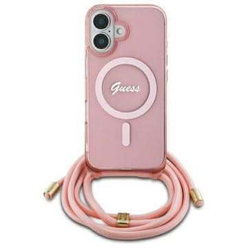 Guess Ovitek Guess Crossbody z vrvico MagSafe za iPhone 16, roza