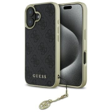 Guess Ovitek za iPhone 16 Guess 4G Charms Collection črn
