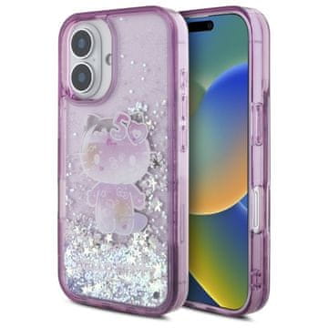 HELLO KITTY Ovitek za iPhone 16 Hello Kitty z bleščicami v vijolični barvi