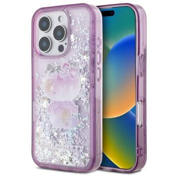 HELLO KITTY Ovitek Hello Kitty s tekočimi bleščicami v vijolični barvi za iPhone 16 Pro Max