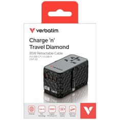 1 to 3 VERBATIM ADAPTER EU UK US ZA PRENOSNIK PAMETNI TELEFON 3XUSB-C PD 85W