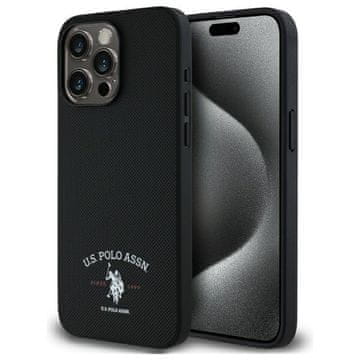 U.S. Polo Assn. Ovitek za iPhone 15 Pro Max z ameriškim polo potiskom in logotipom DH, črne barve