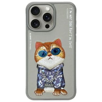 1 to 3 OVITEK NIMMY ZA IPHONE 15 PRO 6.1 SIV Z MOTIVOM MAČKE IN VSAKODNEVNO ZAŠČITO