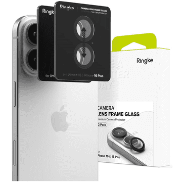 RINGKE RINGKE ZAŠČITNA ETUI ZA OKVIR FOTOAPARATA, 2 KOMADA, ZA IPHONE 16 / 16 PLUS, ČRNE OBLIKE