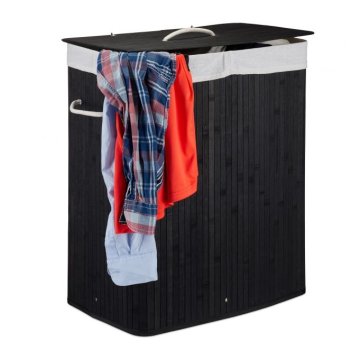 UNBRANDED Košara za perilo iz bambusa z 2 predelkoma