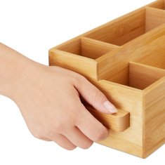 UNBRANDED Stojalo za jedilni pribor iz bambusa z držalom za prtičke 