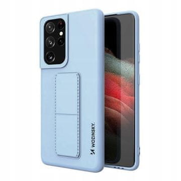WOZINSKY Silikonski ovitek Wozinsky s stojalom za Samsung Galaxy S21 Ultra 5G svetlo moder