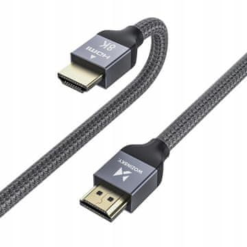 1 to 3 WOZINSKY HDMI KABEL 2.1 8K 60HZ 48GBPS ZA TV PC KONZOLE 1M SREBRN
