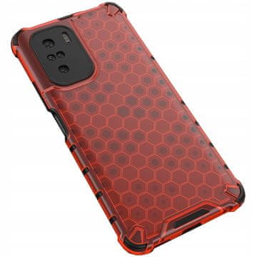 HURTEL Ovitek Honeycay z oklepom in gel okvirjem za Xiaomi Redmi K40 Pro+ / K40 Pro / K40 / Poco F3 rdeč