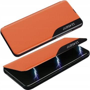 HURTEL Ekološki usnjeni etui View, elegantni preklopni ovitek s stojalom za iPhone 13 mini, oranžen