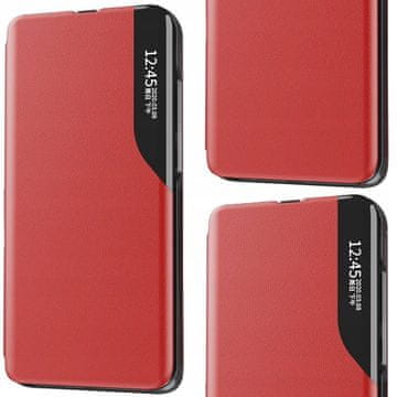 HURTEL Elegantni ovitek iz eko usnja View Case s stojalom za Xiaomi Redmi Note 11T 5G / Redmi Note 11S 5G / Poco M4 Pro 5G, rdeč