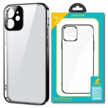 Joyroom New Beauty Series ultra tanek prozoren ovitek s kovinskim okvirjem za iPhone 12 Pro črne barve (JR-BP743)