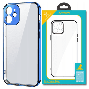 Joyroom New Beauty Series ultra tanek prozoren ovitek s kovinskim okvirjem za iPhone 12 Pro temno moder (JR-BP743)