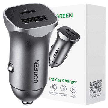 1 to 3 UGREEN AVTOPOLNILEC USB TIP C 24W ZA HITRO POLNJENJE TELEFONOV