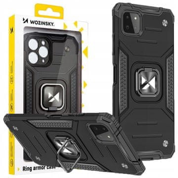 WOZINSKY Ovitek Wozinsky Ring Armor Hybrid + magnetno držalo za Samsung Galaxy A22 4G črne barve