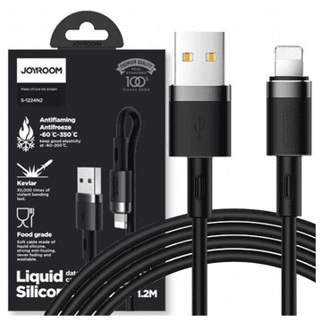 Joyroom tekoči silikonski podatkovni kabel N2 USB-A / Lightning 2.4A 1.2m - črne barve