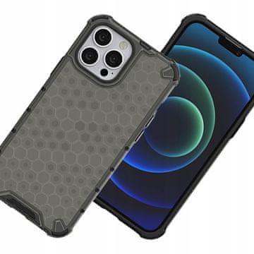 HURTEL Ovitek Honeycomb z gel okvirjem za iPhone 13 Pro Max črne barve