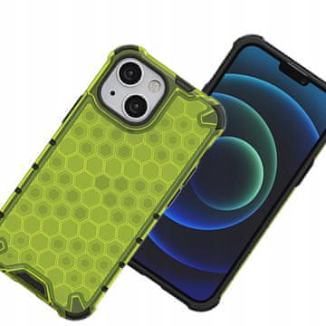 HURTEL Ovitek Honeycomb z gel okvirjem za iPhone 13 Mini zelene barve