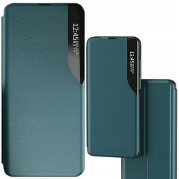 HURTEL Elegantni ovitek za iPhone 13 Pro Max iz eko usnja View, zelene barve, s funkcijo stojala