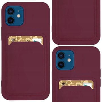 HURTEL Silikonski ovitek/denarnica z žepom za kartice in dokumente za Samsung Galaxy A72 4G bordo