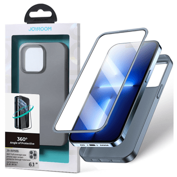 Joyroom Ovitek Joyroom 360 Full za iPhone 13 Pro Max, sprednji in zadnji del + kaljeno steklo, siv (JR-BP928 Tarnish)