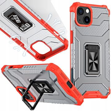 HURTEL Ovitek Crystal Ring Case hibridni oklepni ovitek + magnetno držalo za iPhone 13 mini rdeče barve