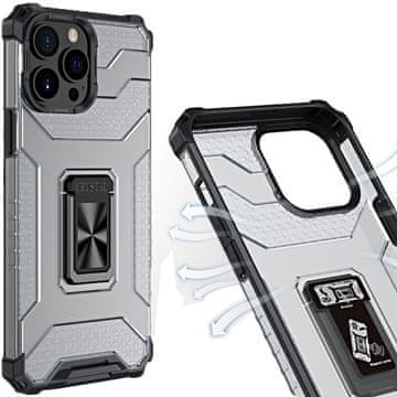HURTEL Ovitek Crystal Ring Case, hibridni, oklepljen + magnetni nosilec za iPhone 12 Pro Max, črne barve