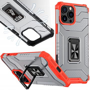 HURTEL Ovitek Crystal Ring Case hibridni oklepni ovitek + magnetno držalo za iPhone 12 Pro Max rdeč