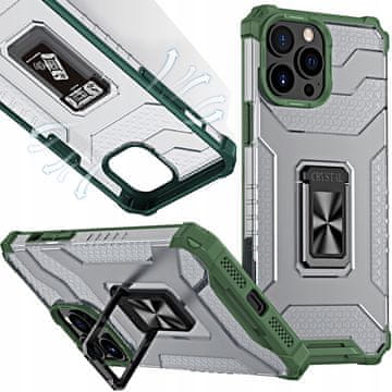 HURTEL Ovitek Crystal Ring Case oklepni hibridni ovitek + magnetno držalo za iPhone 13 Pro Max zelene barve
