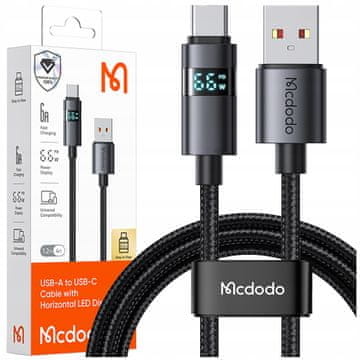 Mcdodo MCDODO KABEL Z ZASLONOM USB-C HITRO POLNJENJE USB TIPA C 5A 66W 1M