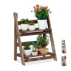 UNBRANDED Cvetlične stopnice lesene temno rjave barve 