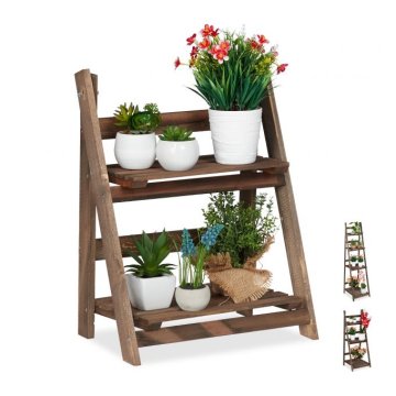 UNBRANDED Cvetlične stopnice lesene temno rjave barve