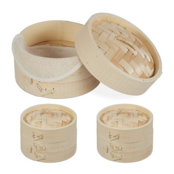 UNBRANDED Parna posoda iz bambusa 13,5 cm, komplet 3 kosov