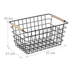 UNBRANDED Žičnata košara z lesenim ročajem 