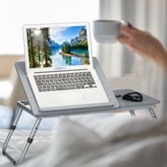 UNBRANDED Posteljni pladenj lesen siv 