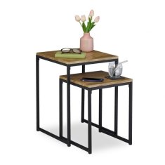 UNBRANDED Komplet 2 klubskih mizic v videzu lesa 