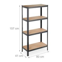 UNBRANDED Odlagalna polica s 4 policami črne barve 