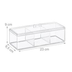 UNBRANDED Prozorna škatla za čaj s 3 predelki 