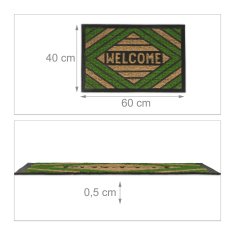 UNBRANDED Predpražnik kokosova vlakna "Welcome" zelena 