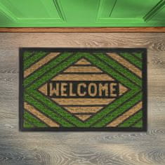 UNBRANDED Predpražnik kokosova vlakna "Welcome" zelena 